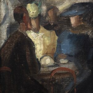 cena de café, 1939 Óleo s/ tela colada em madeira Ass. inf. direito